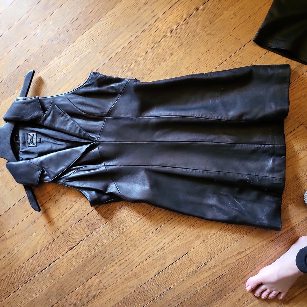 Black leather dress
